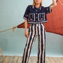 The Clay Top in Deep Sea paired with Juno Paint in Lighthouse Navy Stripe.