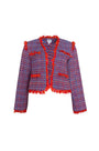 The Coco Jacket is a cropped jacket made with French lurex tweed and finished with Italian cording.