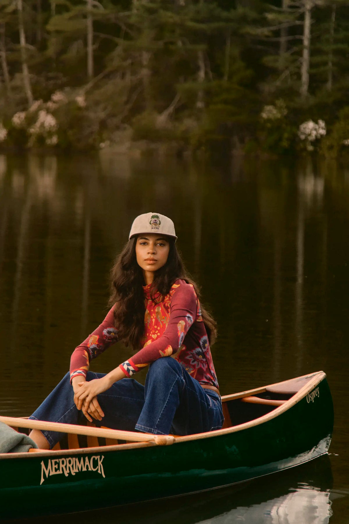 The Connor Top in Birds of a Feather Maroon paired with the Mallory Jeans in Blue Ridge Denim.