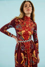 The Connor Top in Birds of a Feather Maroon paired with matching Wimberly Skirt. 