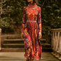 The Connor Top in Birds of a Feather Maroon paired with matching Wimberly Skirt. 