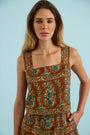 The Corby Top in Amber Glen Brown paired with matching shorts. 