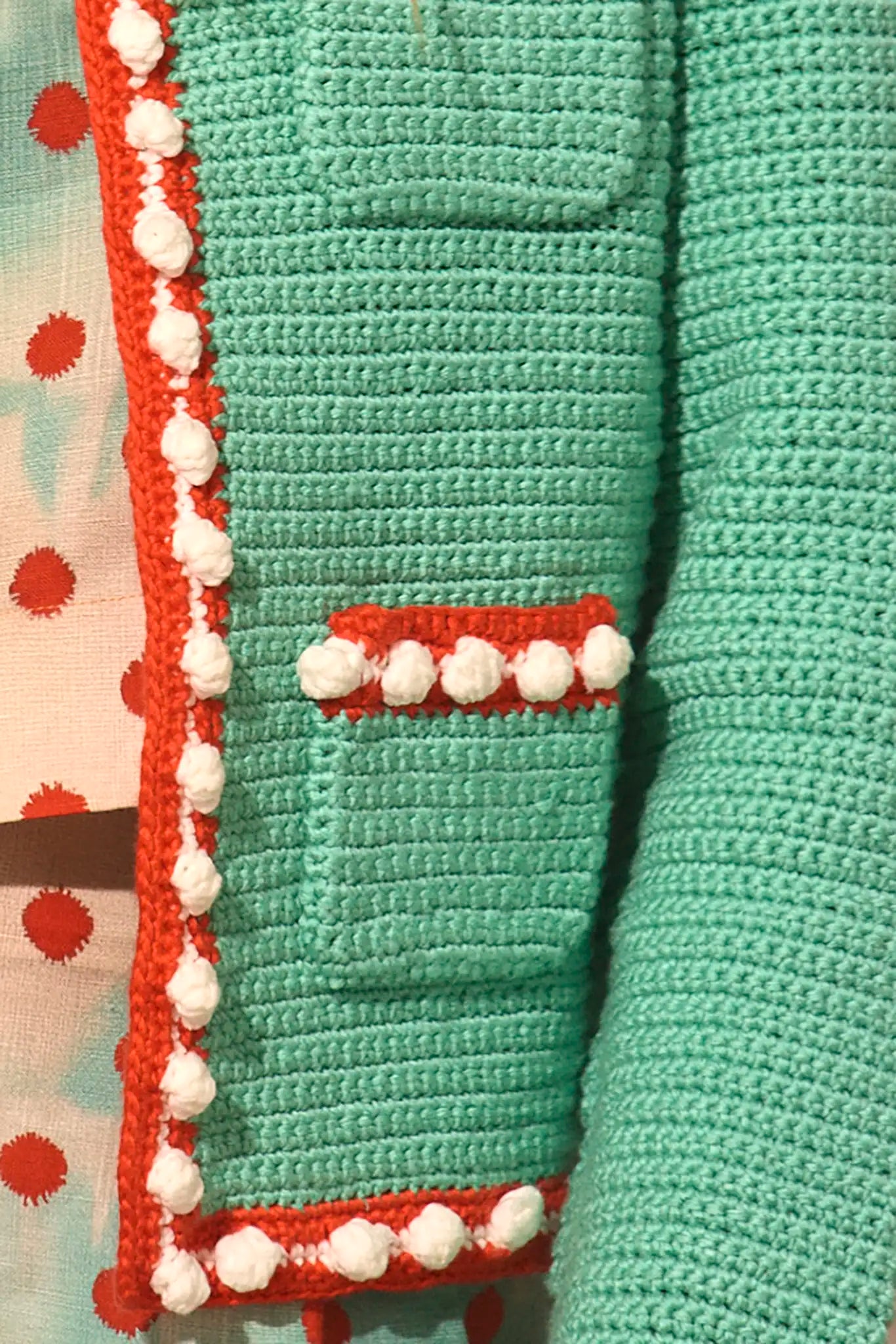 Close up of the Russell Cardigan in Seaglass.