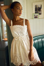 The Cosette Dress in Battenberg Cotton Lace has a relaxed silhouette and drawcord waist