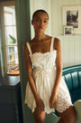 The Cosette Dress in Battenberg Cotton Lace has a relaxed silhouette and drawcord waist