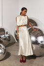 The Cosima Top in Champagne on Fifth paired with the matching Suki Skirt. 