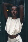 The Cosima Top in Champagne on Fifth paired with the matching Suki Skirt. 