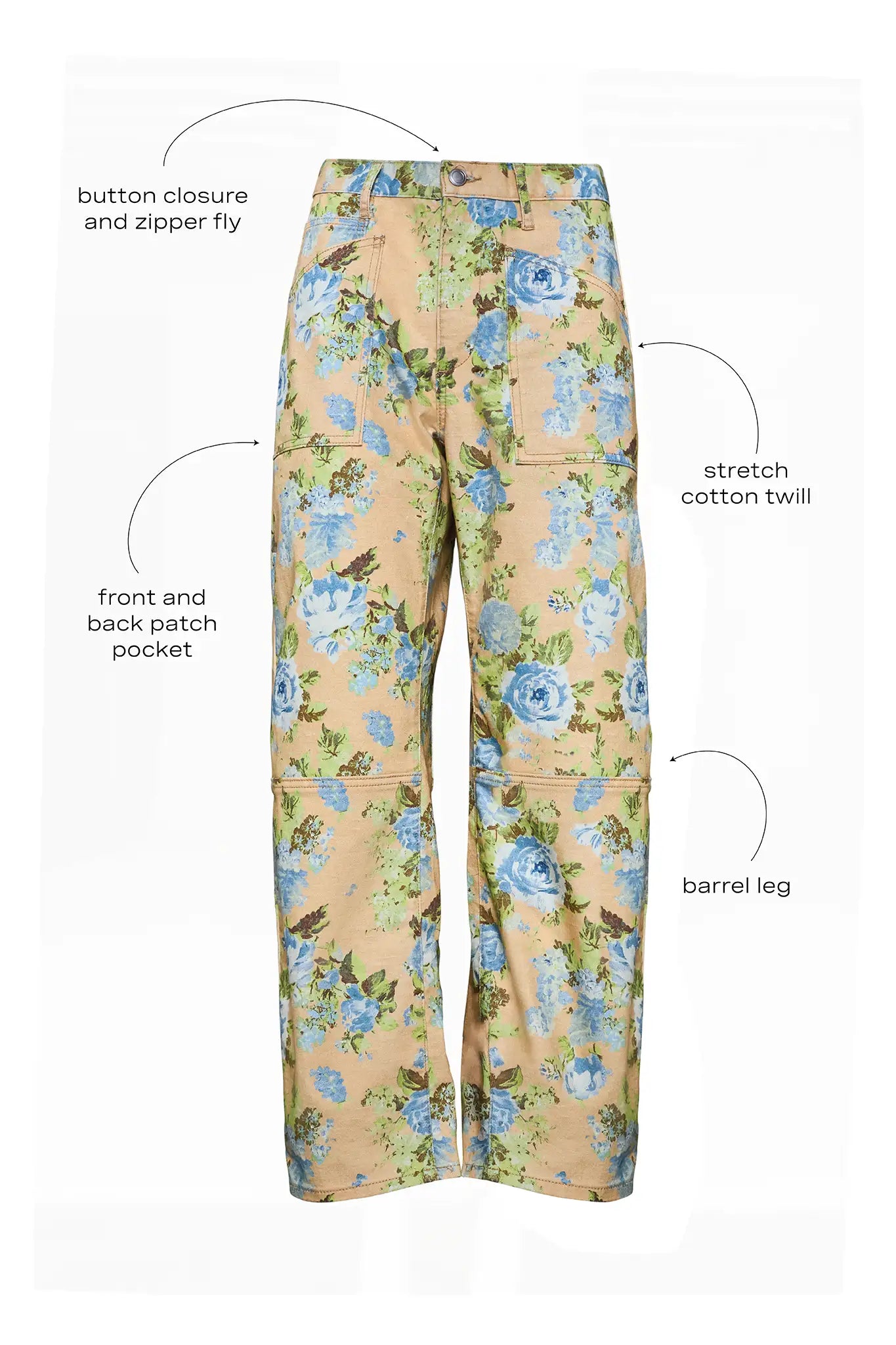 The Mallory Jean in Garden Rose Periwinkle with call outs.