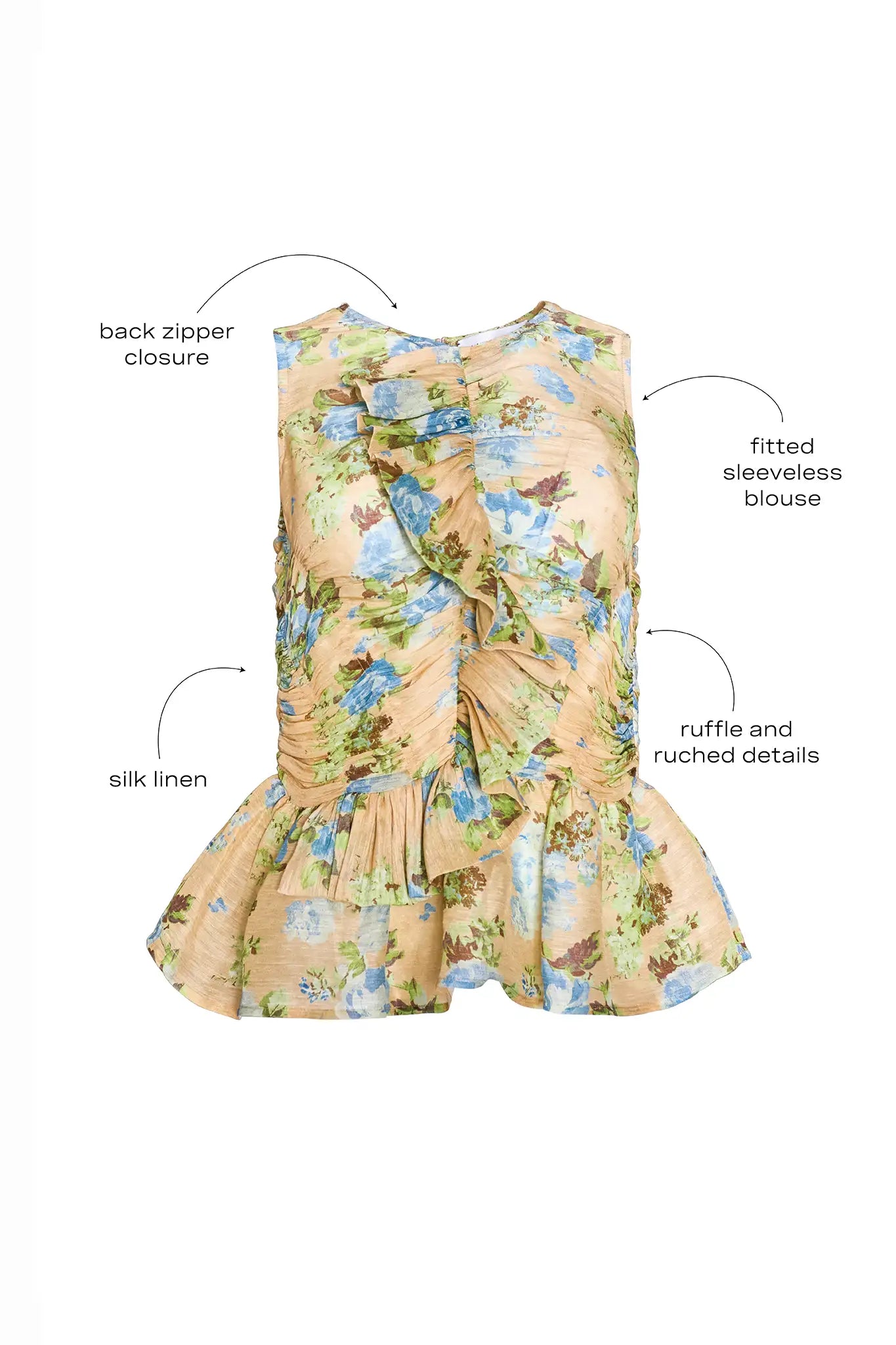 The Doering Top in Garden Rose Periwinkle wit call outs.