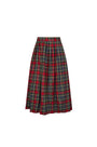 The Dominic Skirt has a banded waist and a straight pleated silhouette finished with front slits. 