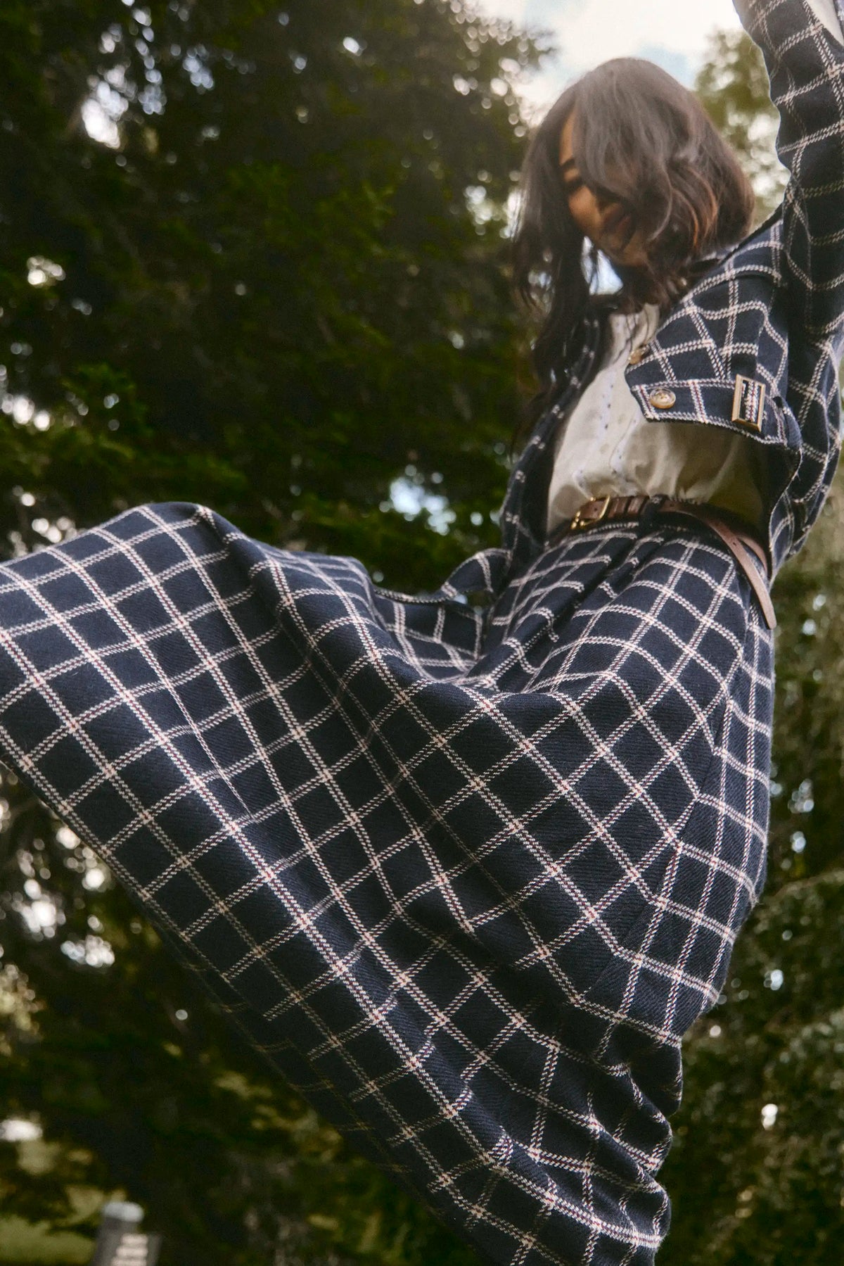 The Queenby Skirt in St. Andrews Check paired with the matching Dorrington Jacket and Finch Top.