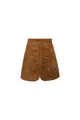 The Dottie Mini Skirt in Saddle. 