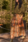 The Eli Top in pine grove with Fallon Skirt in highland tapestry. 