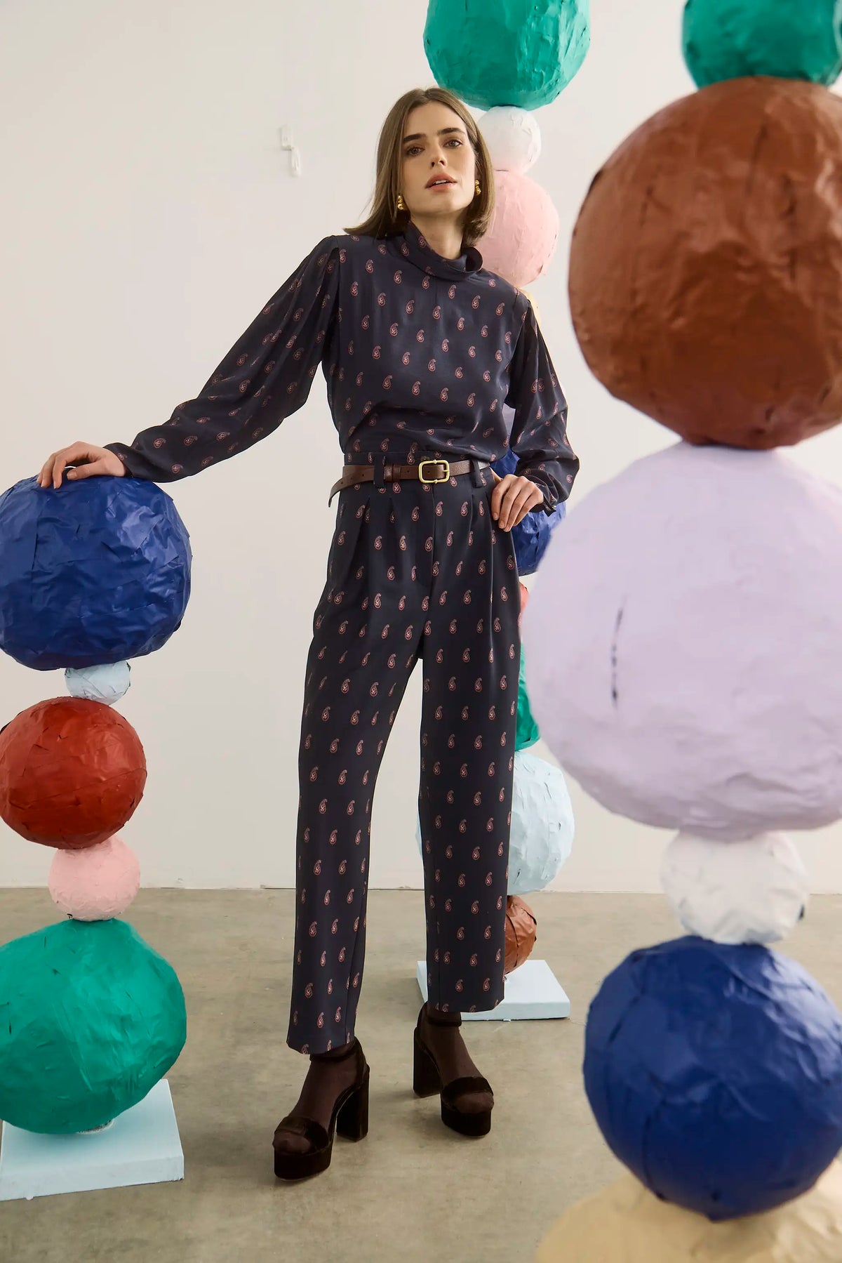 The Ellerie Top in Paisley Posey paired with matching Whitton Pant. 