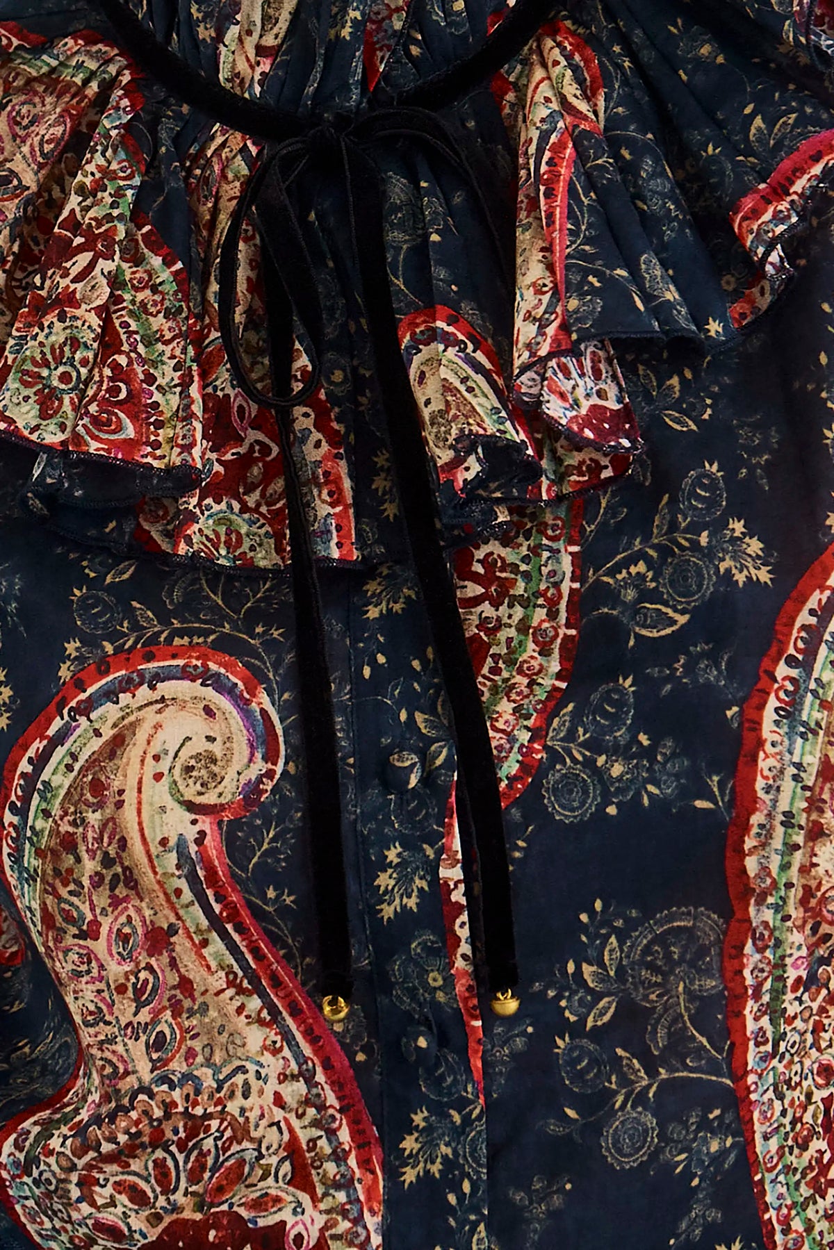 Close up of the Eloise Top in Twilight Paisley. 