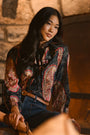 The Eloise Top in Twilight Paisley paired with the Mallory Jean in Blue Ridge Denim. 