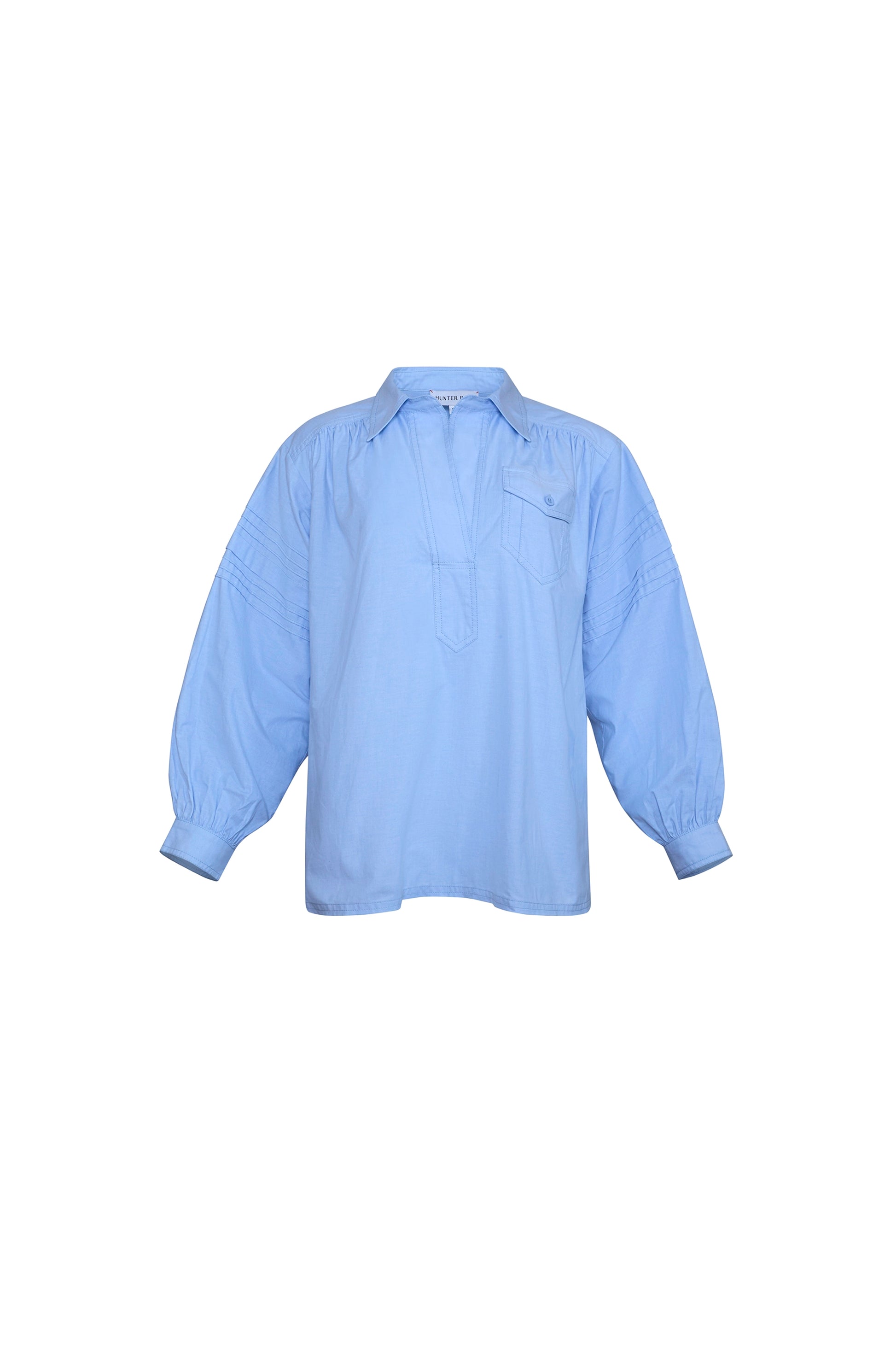 The Evangeline Shirt in Oxford Blue. 