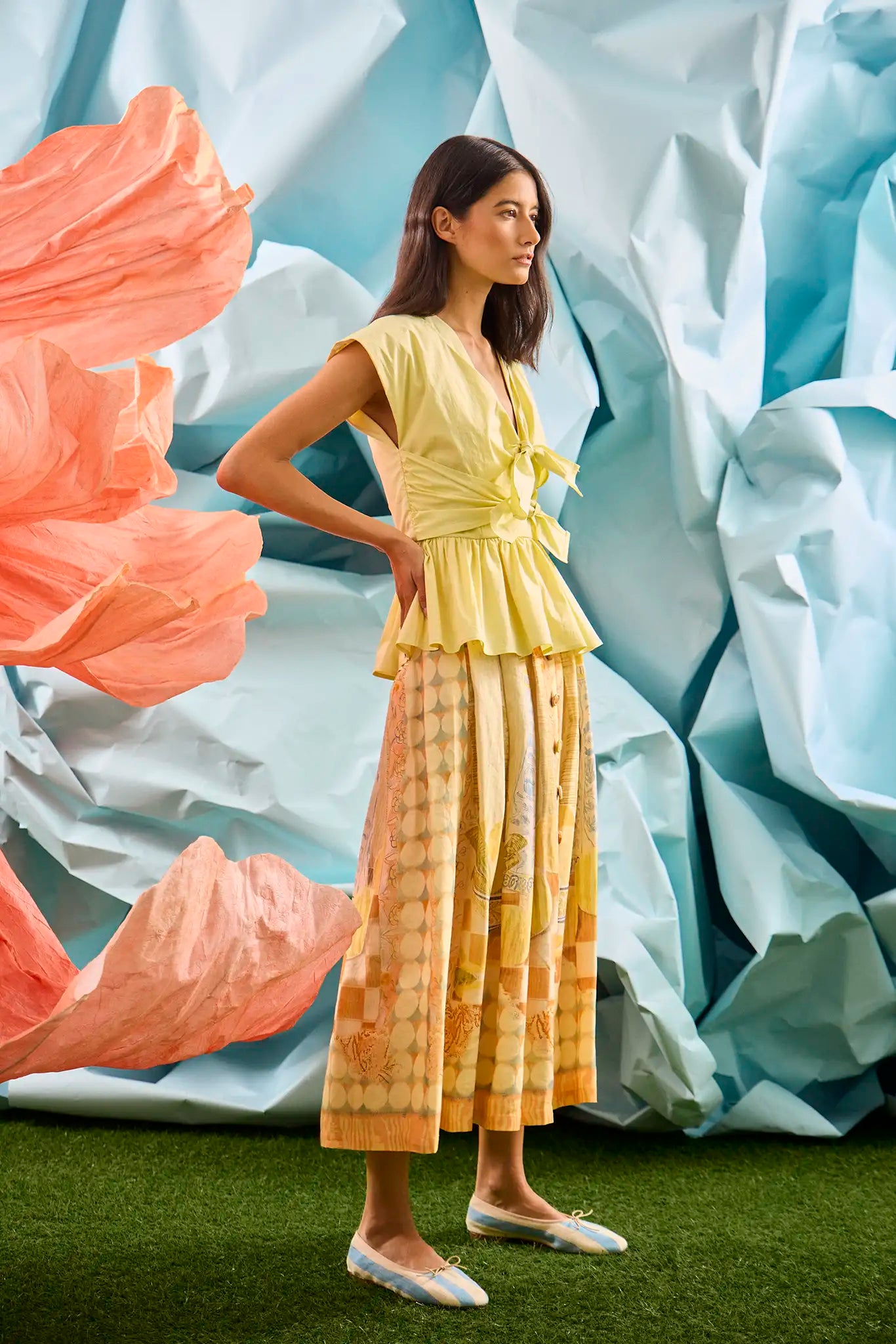 The Everly Top in Lemon Meringue paired with Eva Skirt.