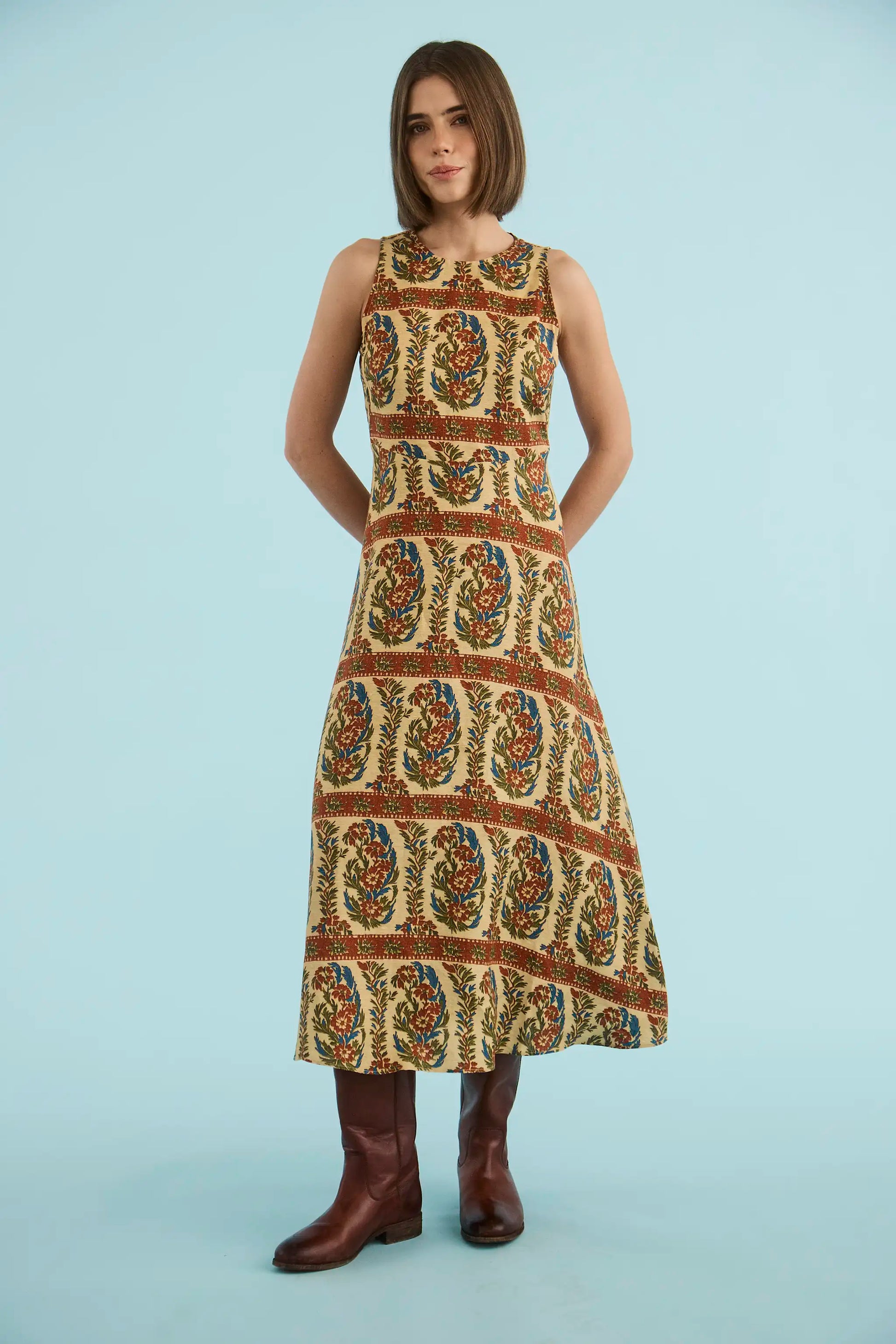 Faith Dress | Paisley High Neck Midi Dress