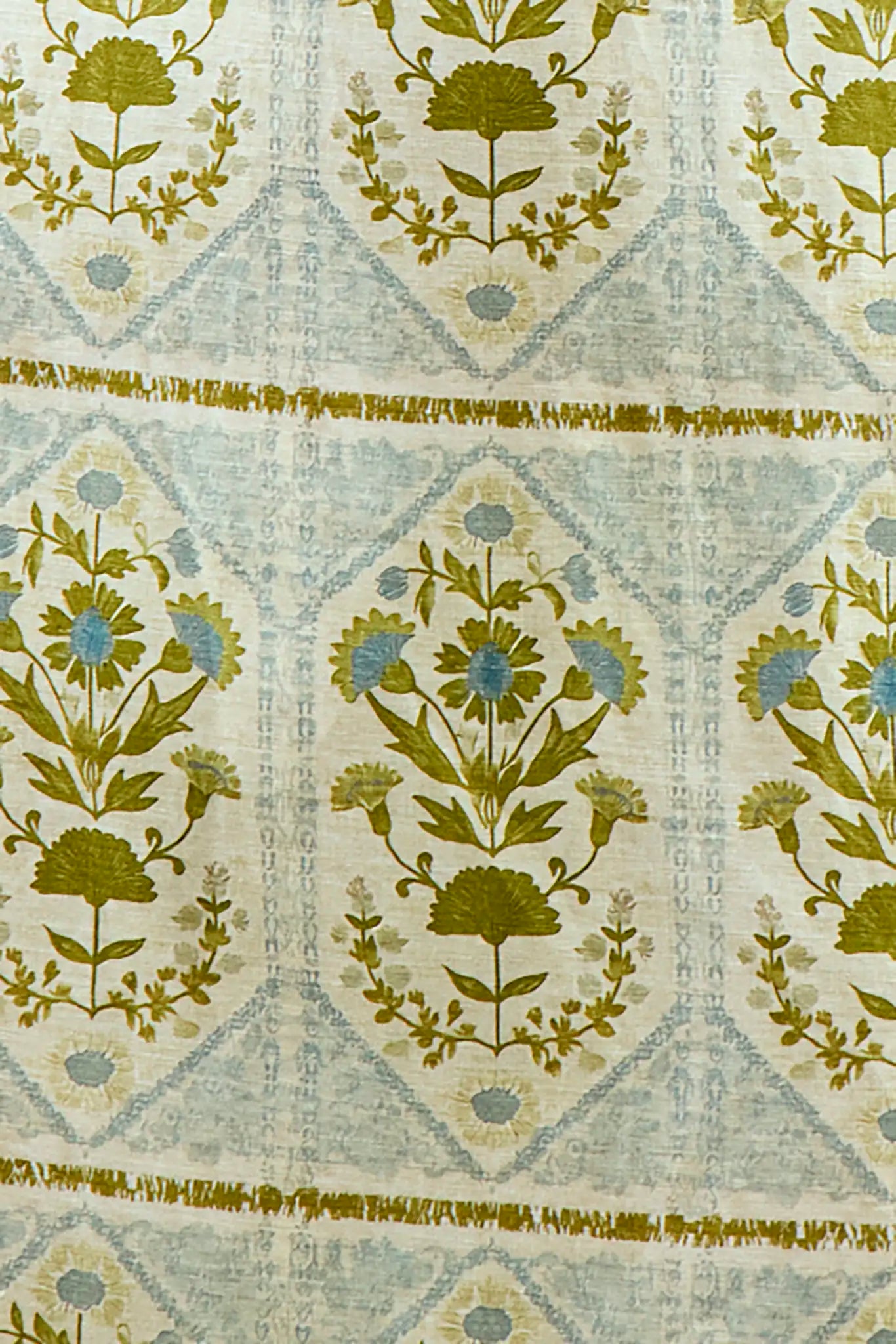 Close up of the faith Dress in Green Trellis.