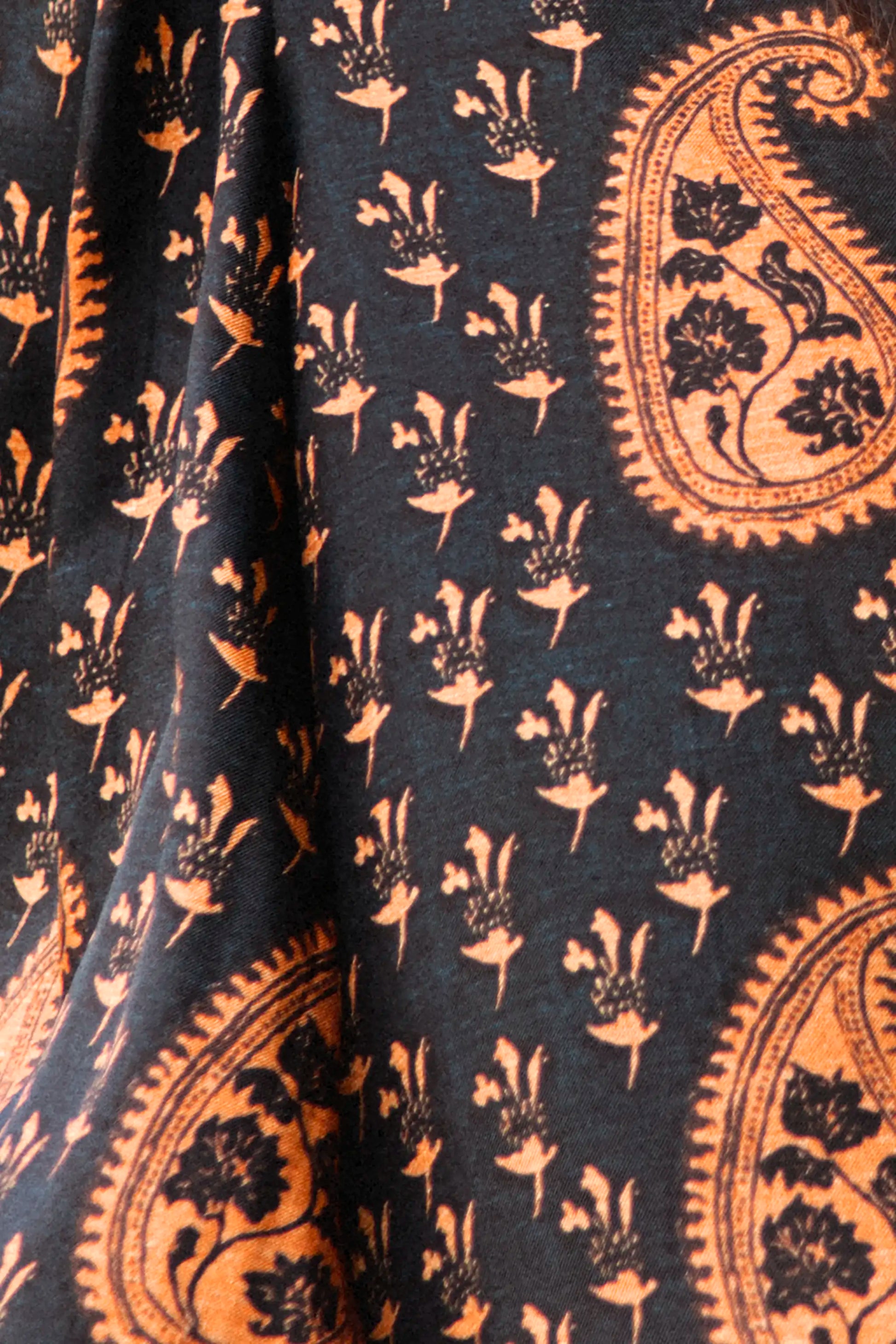 Close up of the Finley Blouse in Glen Paisley. 
