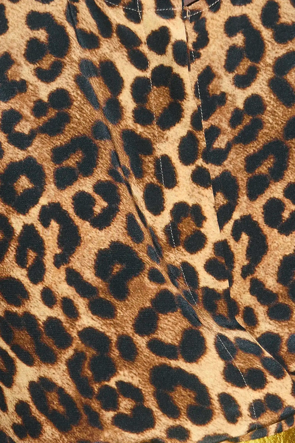 Close up of the Finley Blouse in Soho Leopard Camel. 