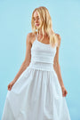 The Francie Dress in white on model