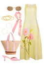 The Faith Dress, sleeveless fit and flare midi dress, in Quiet Bloom styled.