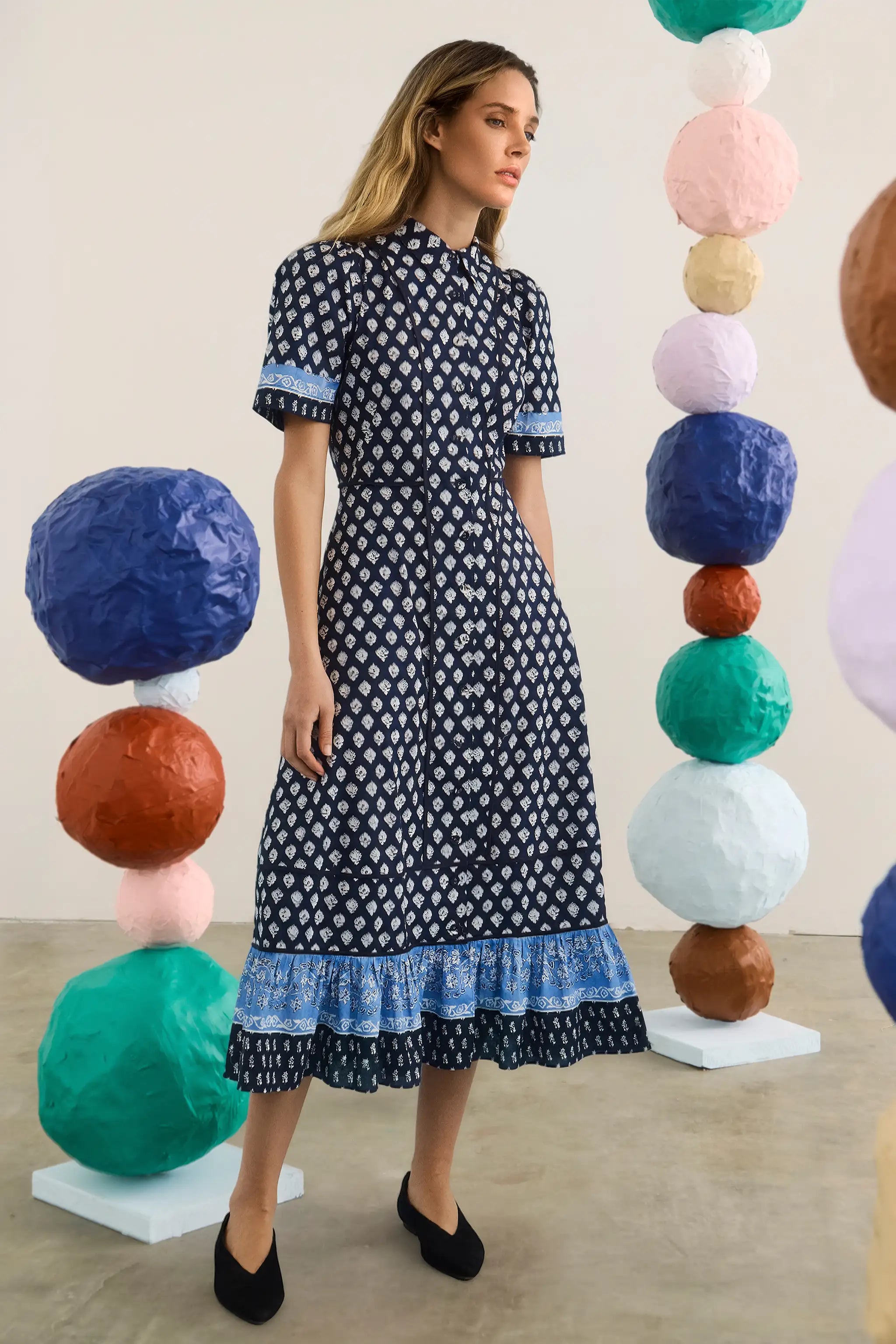 The Greta Dress in Thistle & Vine Blue. 