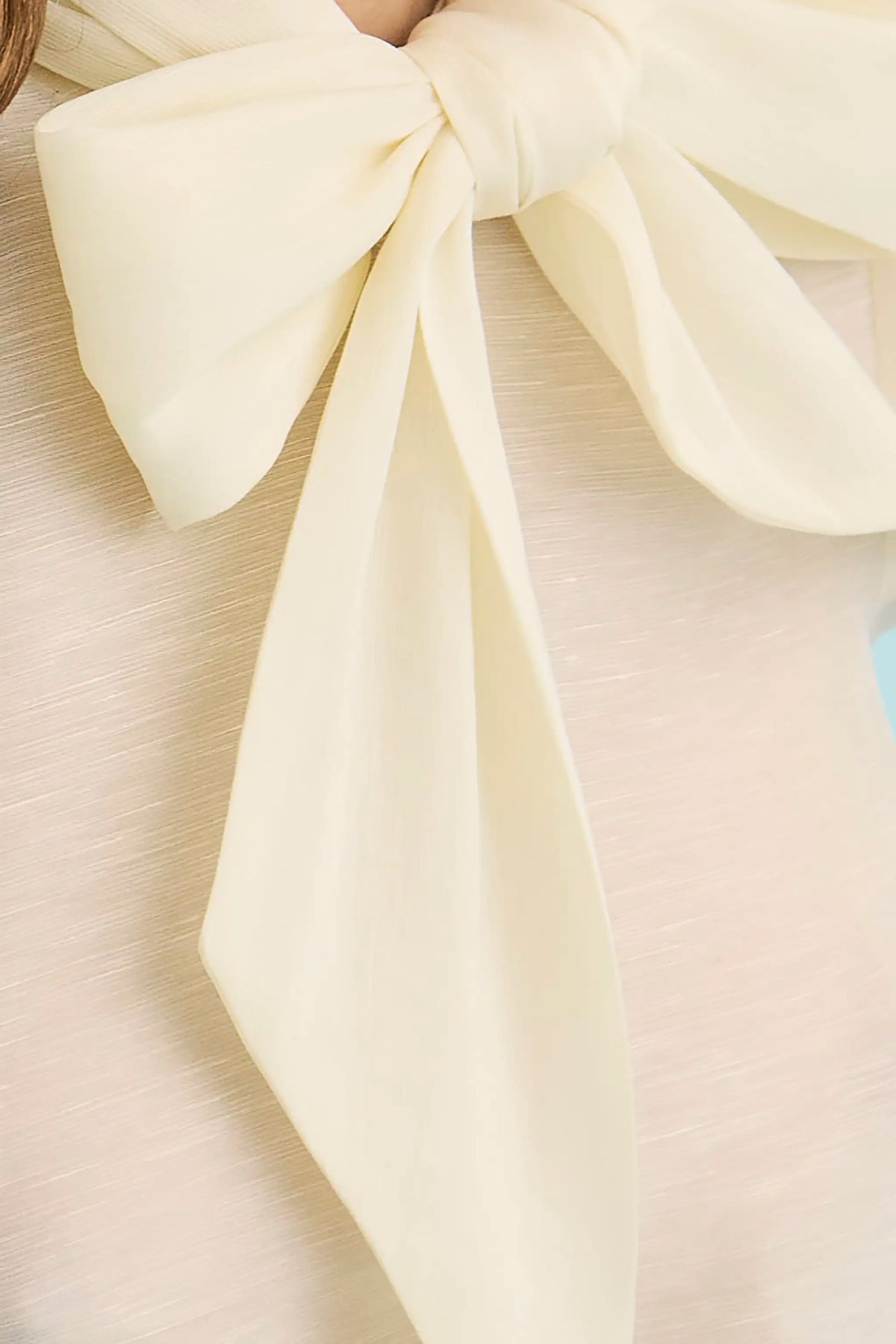 Close up of the Gribbon Top in Ivory. 