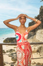 The Capri One Piece in Lost at Sea paired with matching Paloma Wrap Skirt.