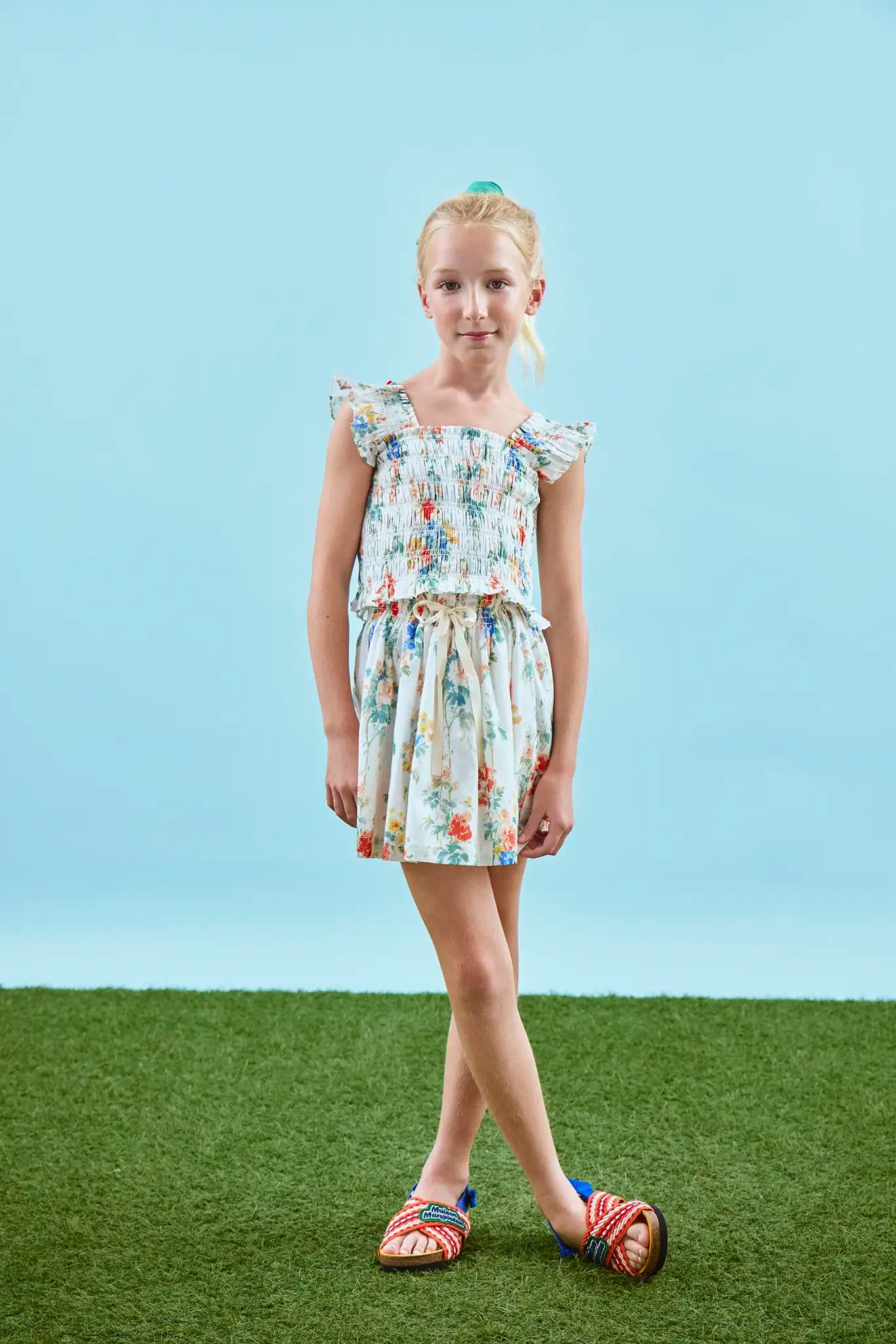 The Rosie Skirt in Falling Blossom paired with matching Harper Top