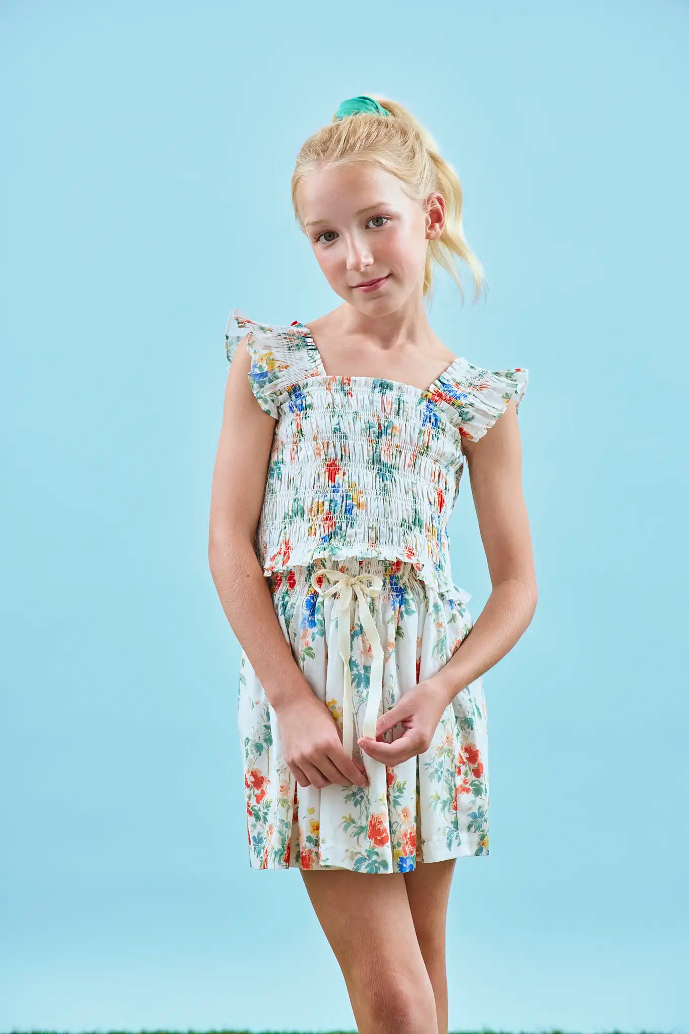 The Rosie Skirt in Falling Blossom paired with matching Harper Top