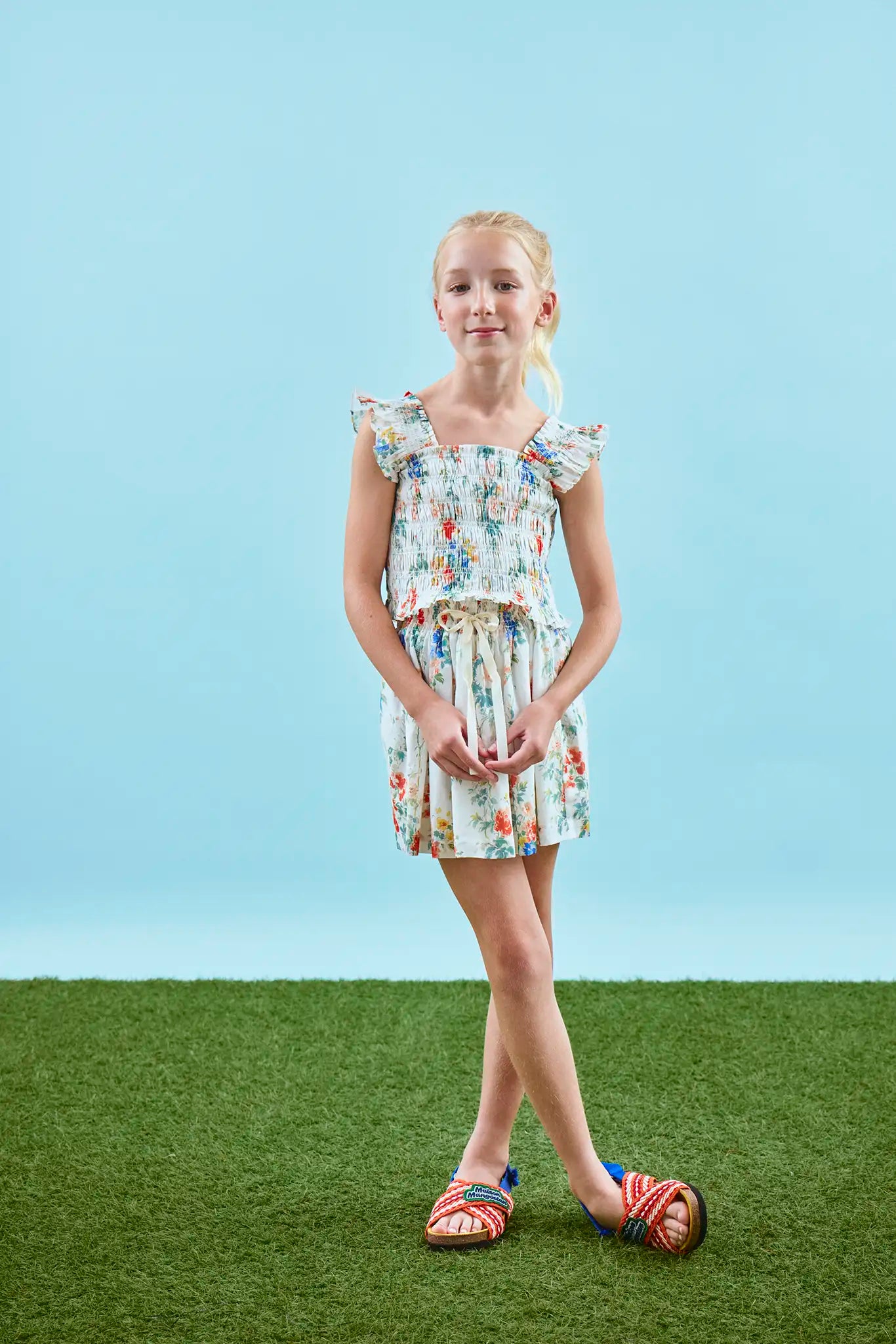 The Rosie Skirt in Falling Blossom paired with matching Harper Top