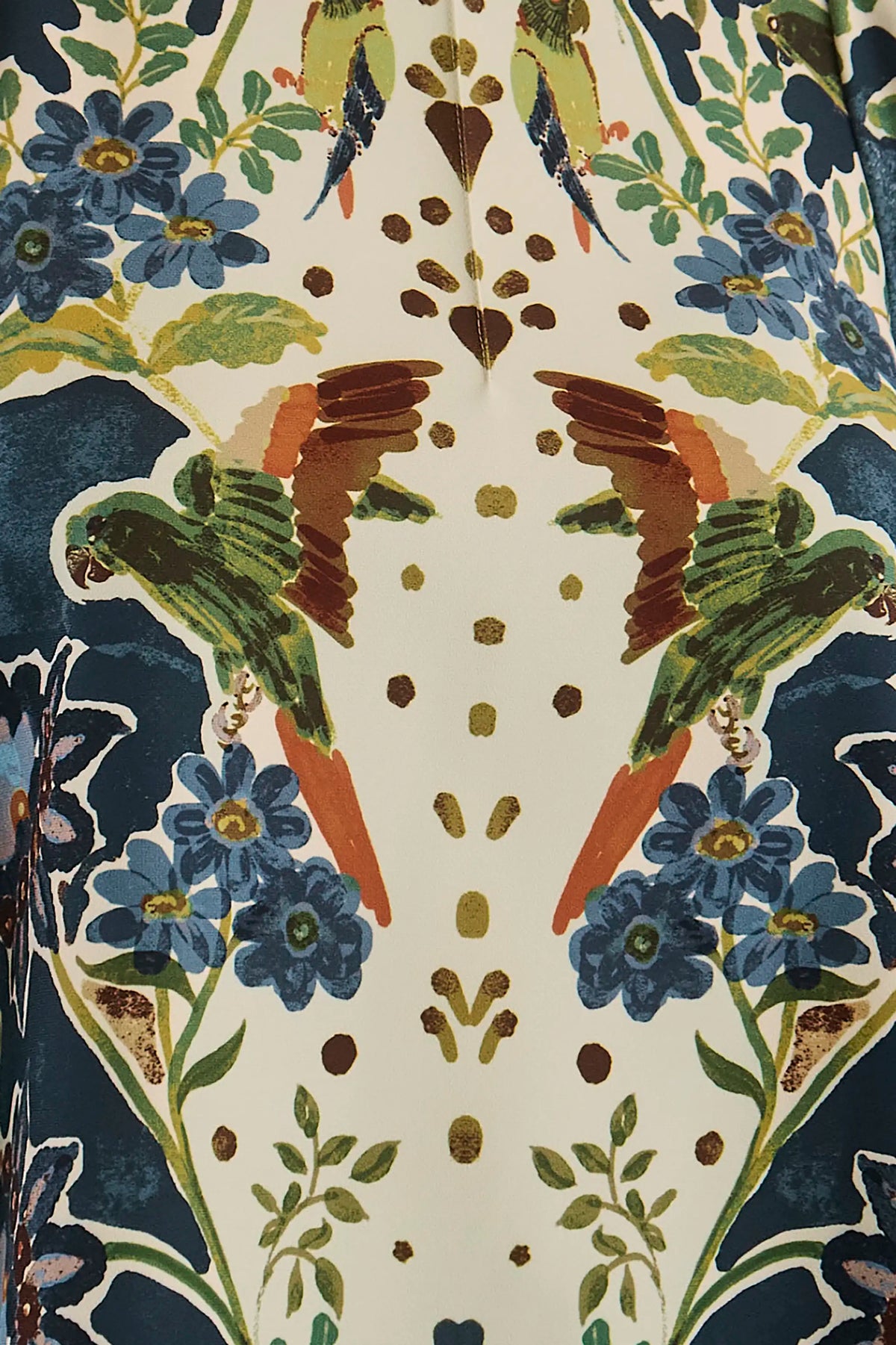 Close up of the Harris Top in Birds of a Feather Navy. 
