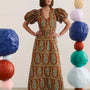 The Harrison Dress in Amber Glen Brown. 