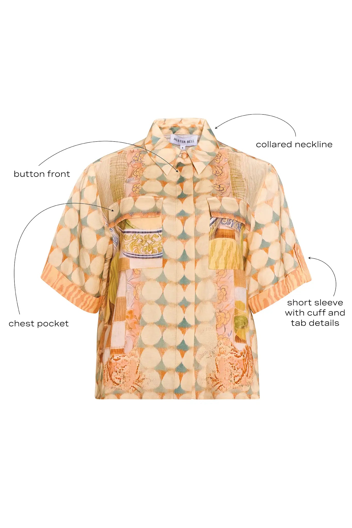 The Hawkins Shirt in Still Life Symphony with call outs.