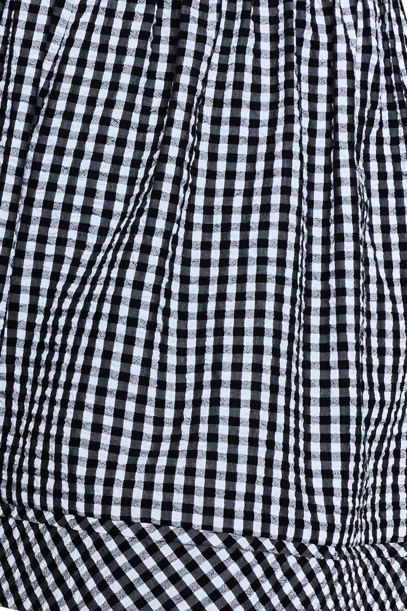 Close up of the Jemma Shorts in Black and White Gingham 
