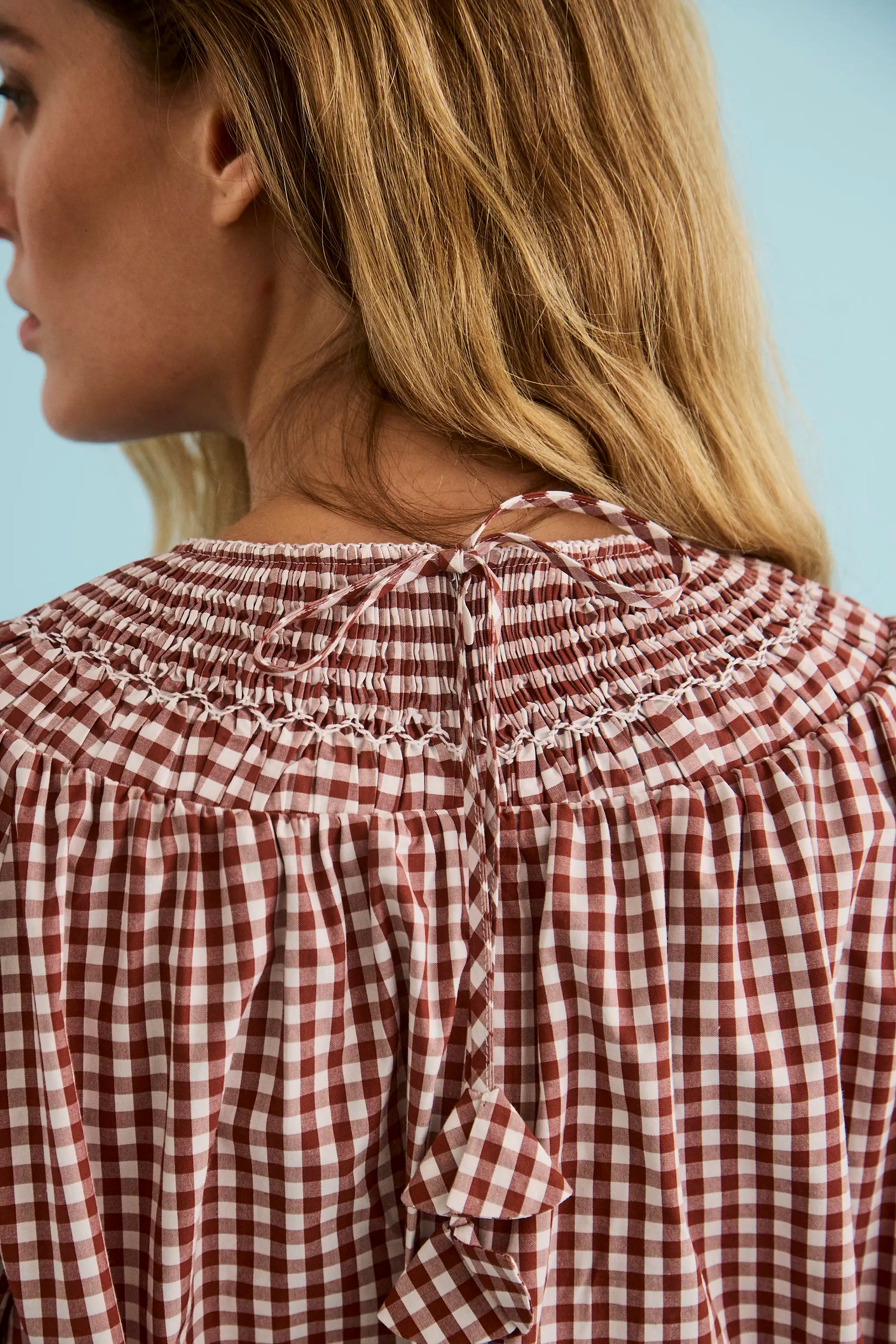 The Hayes Top in Cotswold Check Rust paired with matching Jemma Shorts.