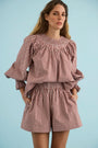 The Hayes Top in Cotswold Check Rust paired with matching Jemma Shorts.
