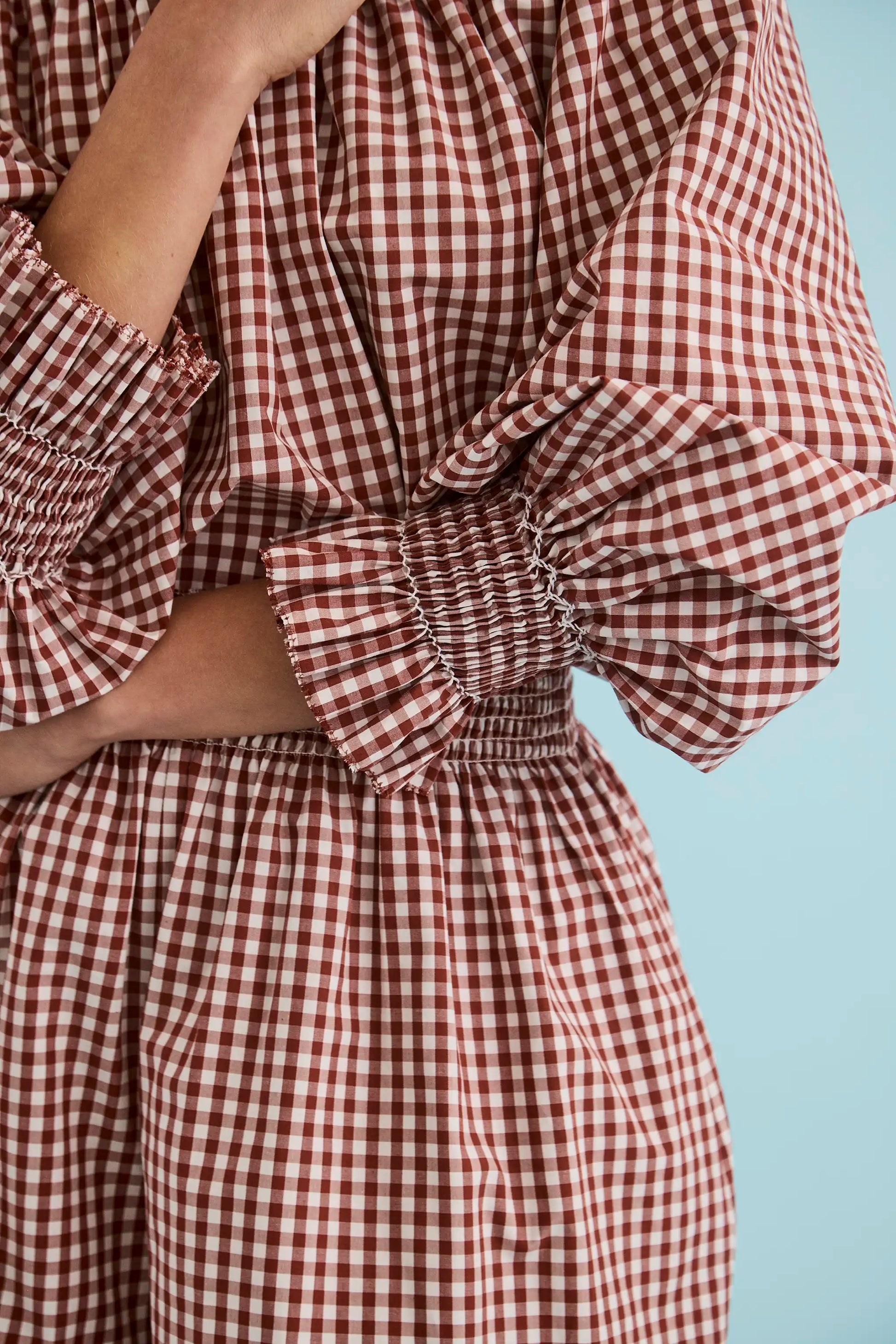 The Hayes Top in Cotswold Check Rust paired with matching Jemma Shorts.