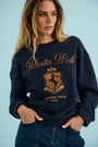 The Heritage Sweatshirt in Midnight Blue paired with Mallory Jeans in Blue Ridge Denim. 