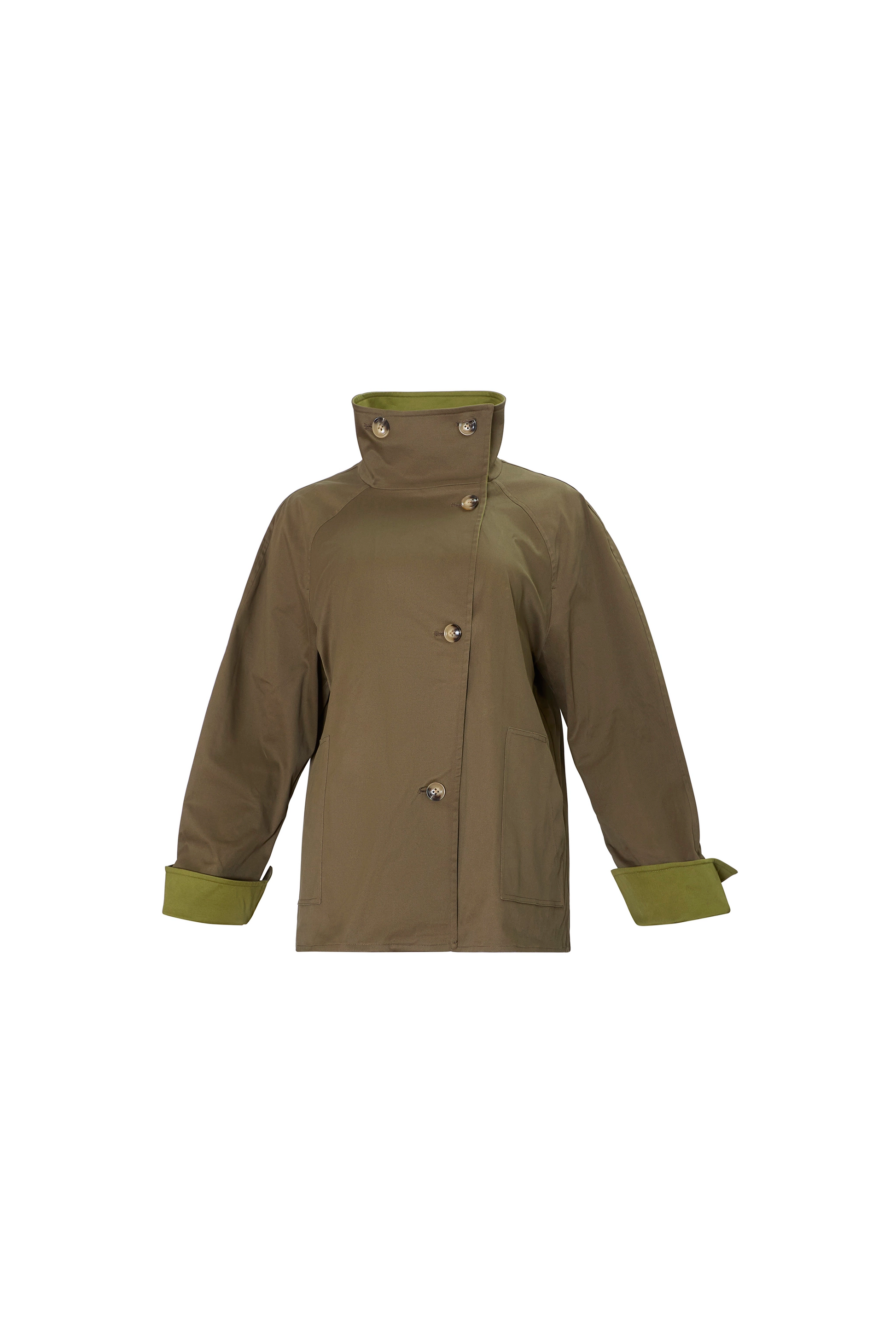 The Howell Cropped Trench in Khaki Brown. 