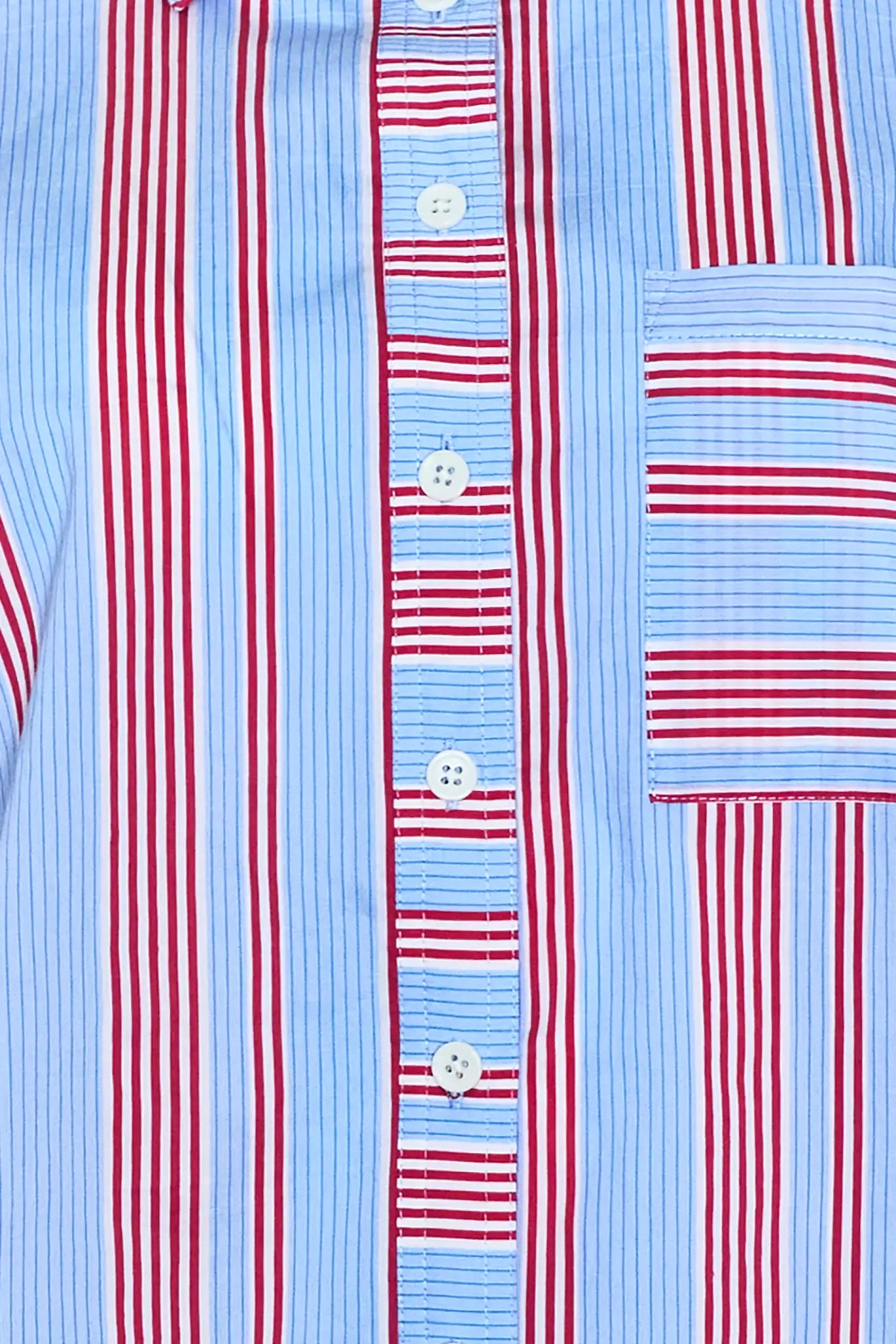 Close up of the Hudson Shirt in Seaside Stripe
