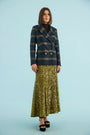 The Huntley Blazer in Stirling Plaid paired with the Lindsey Skirt in Moss Sequin. 