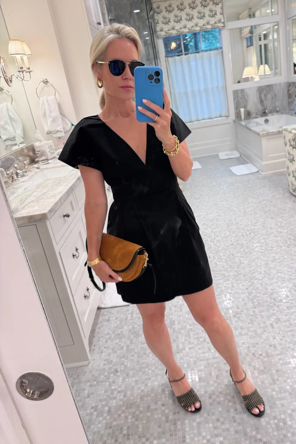Hunter in the Maris Dress in onyx.