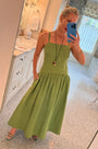 Hunter Bell in the Newberry Dress in Glass Green.