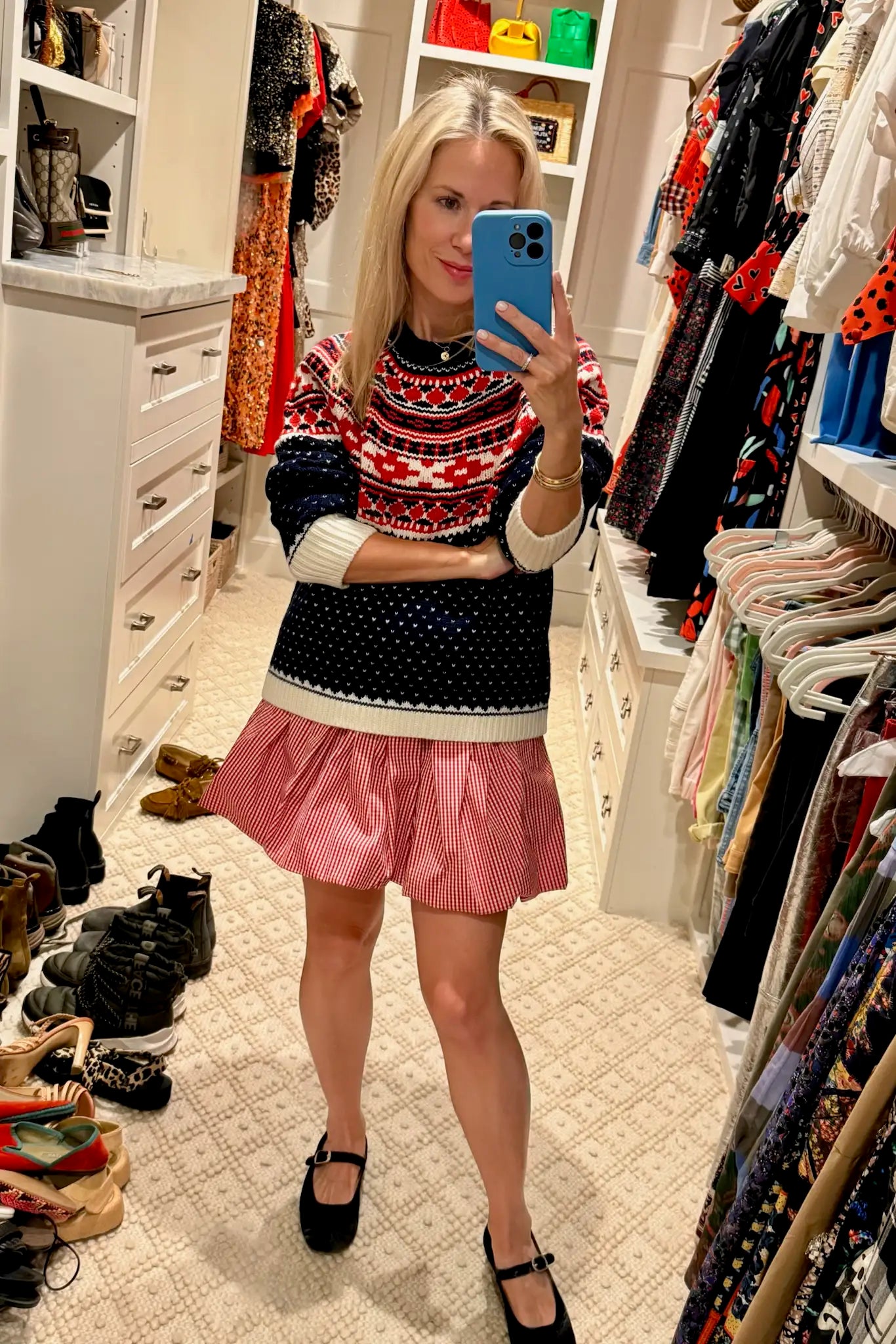 The Kinsley Skirt is our red and white gingham mini with a trim traced fitted waist.