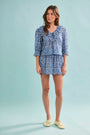 The Imogen Blouse in Bermuda Blooms paired with matching Jemma Shorts. 