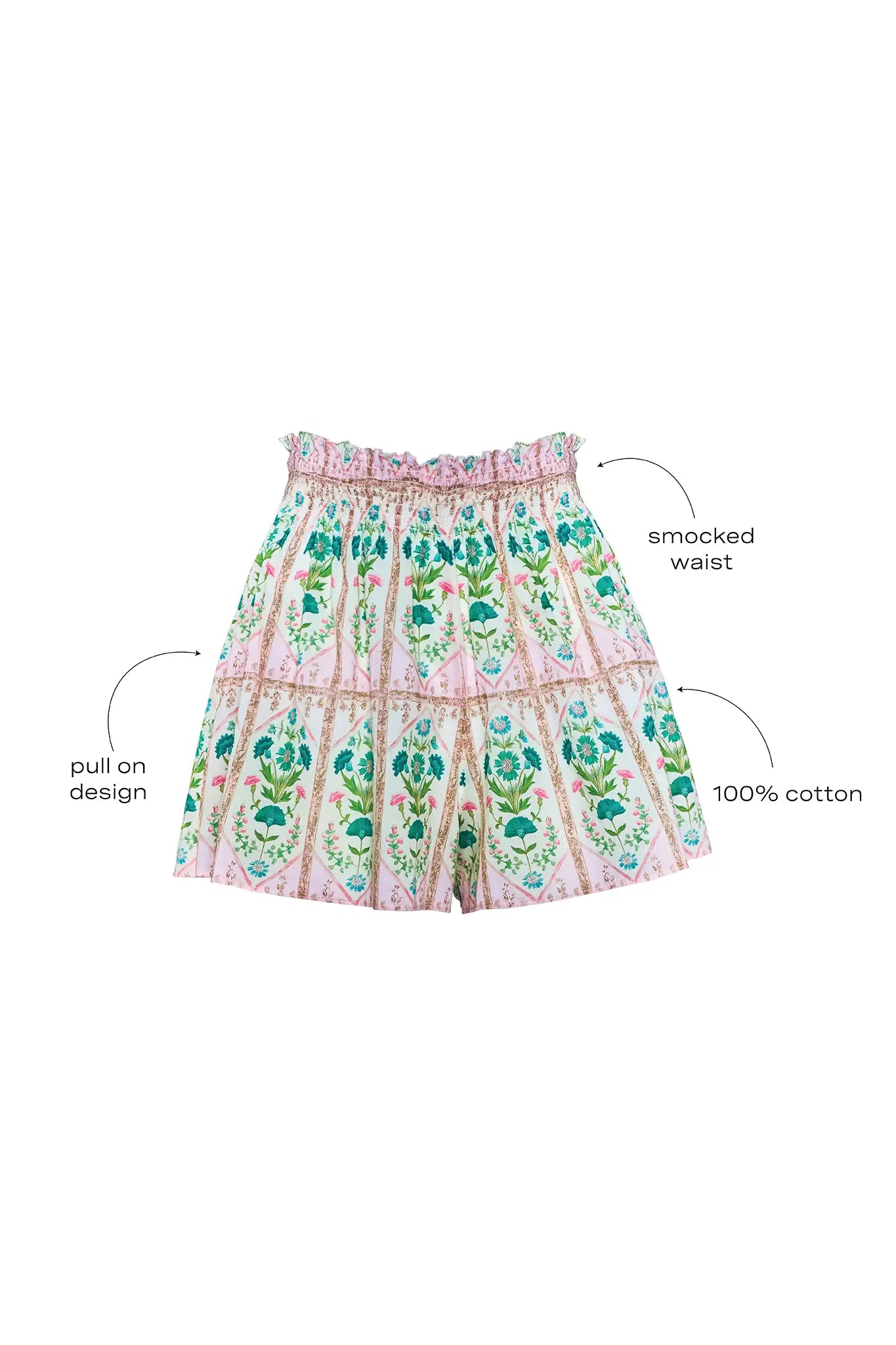 The Jemma Shorts in Pink Trellis.